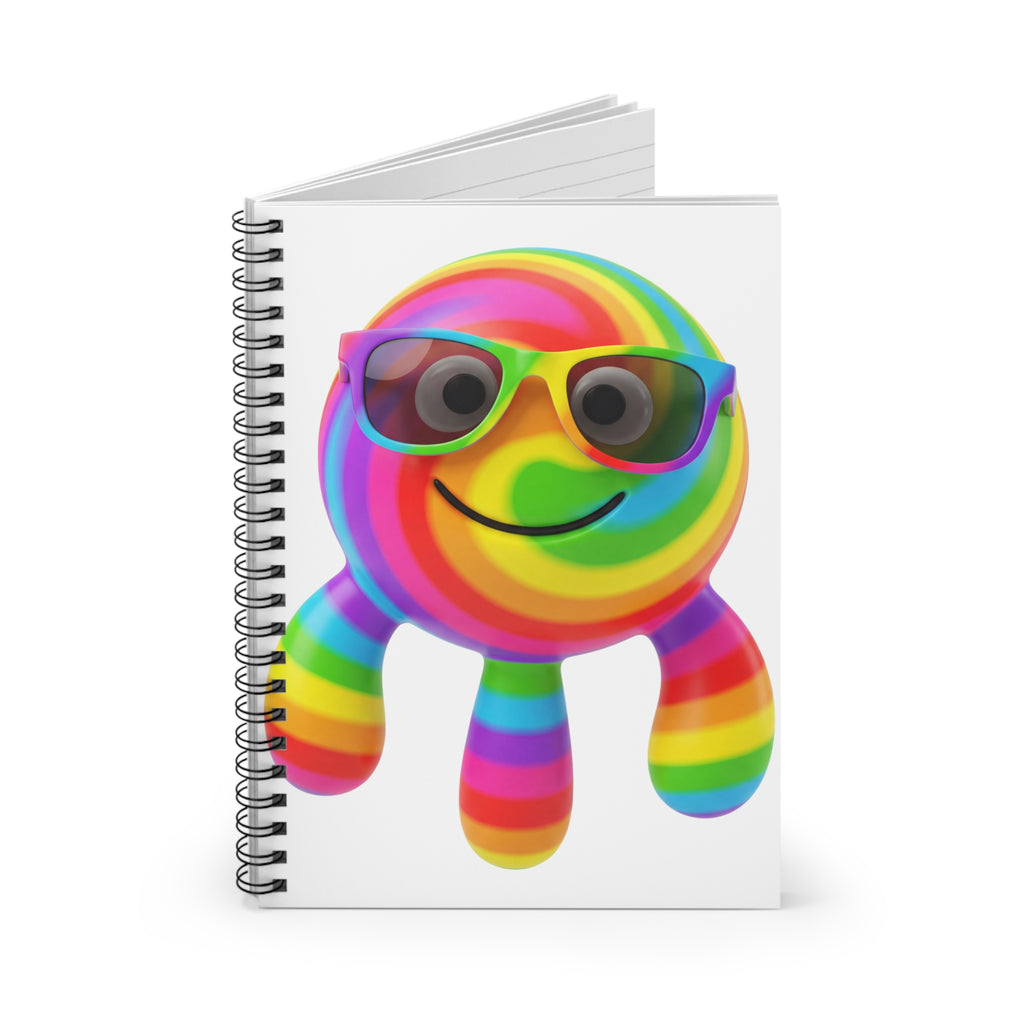 Rainbow Smiley Spiral Notebook — Cute Sunglasses Emoji Journal (Ruled)